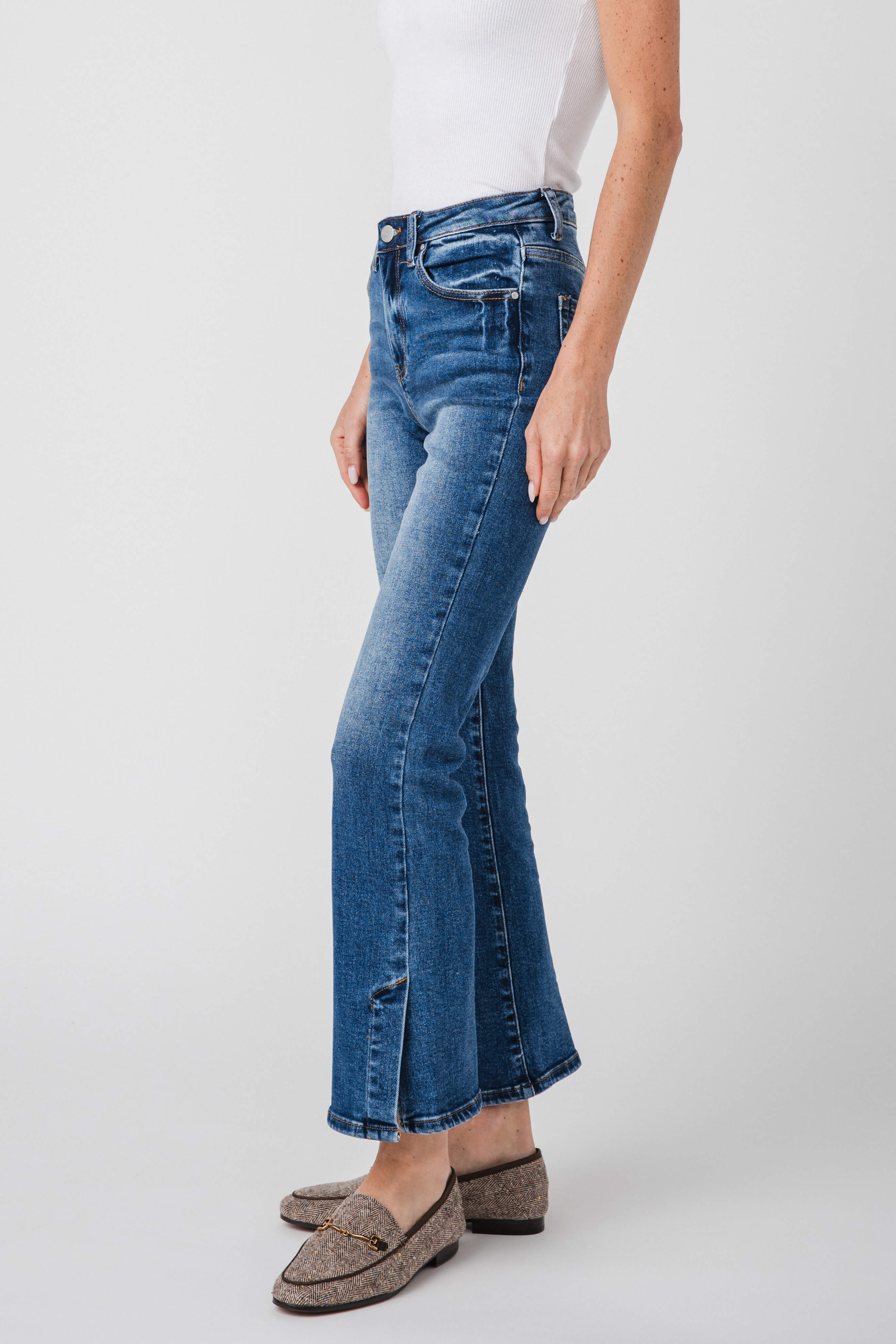 Risen Lydia High Rise Bootcut Side Slit Jeans