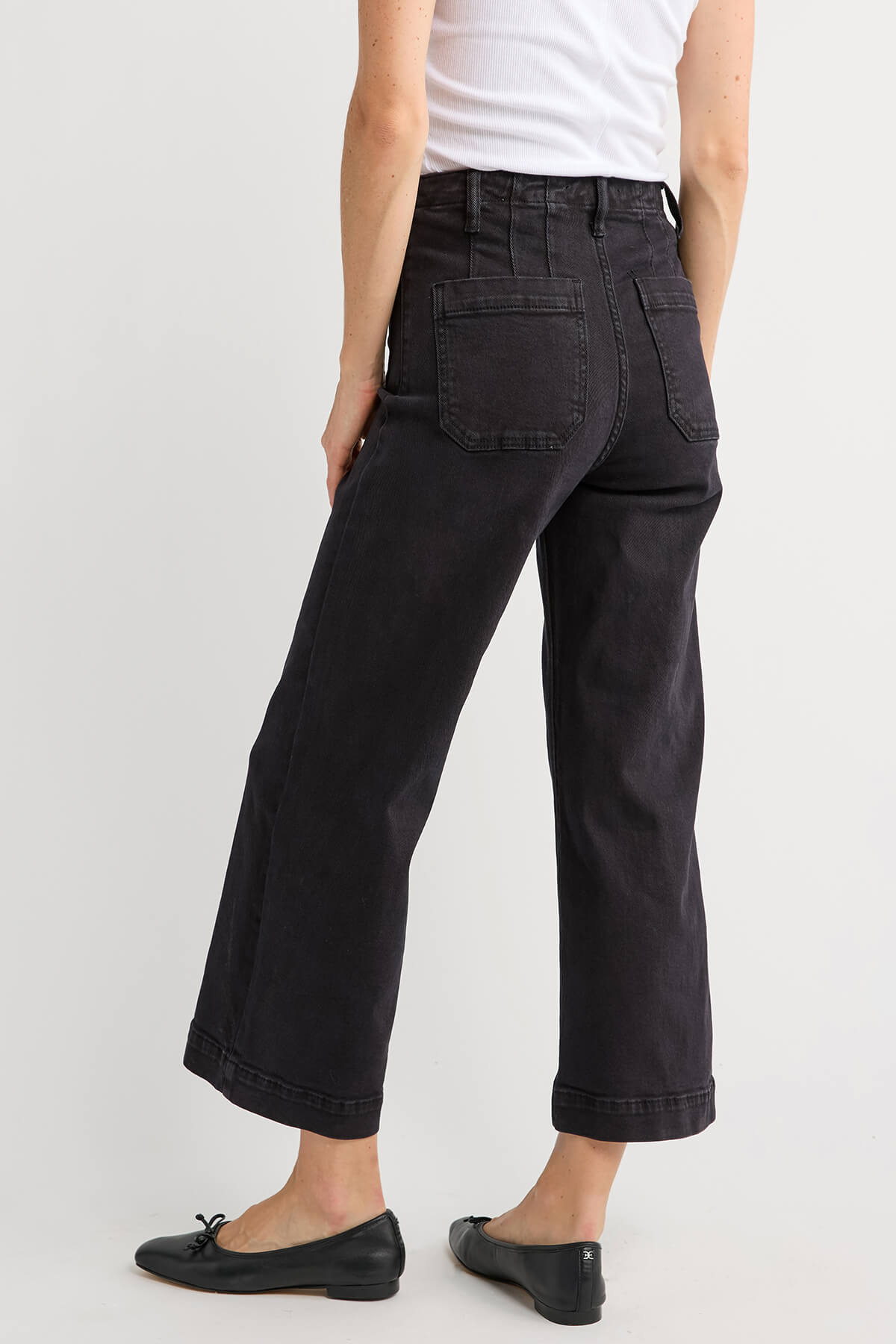 Risen Amelia Cropped Patch Pocket Black Jeans