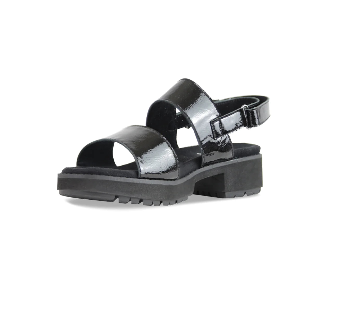 Women's Munro Teagan Patent Leather Sandals - Black Crinkle