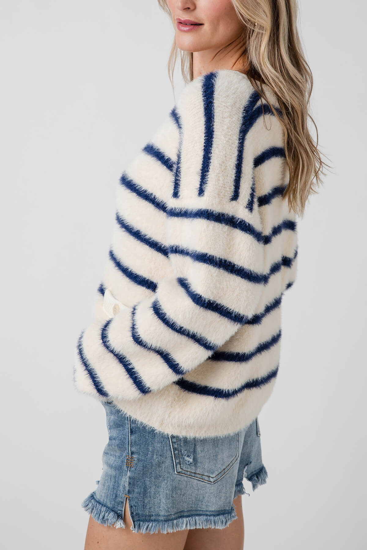 By Together Fuzzy Stripe Cardigan