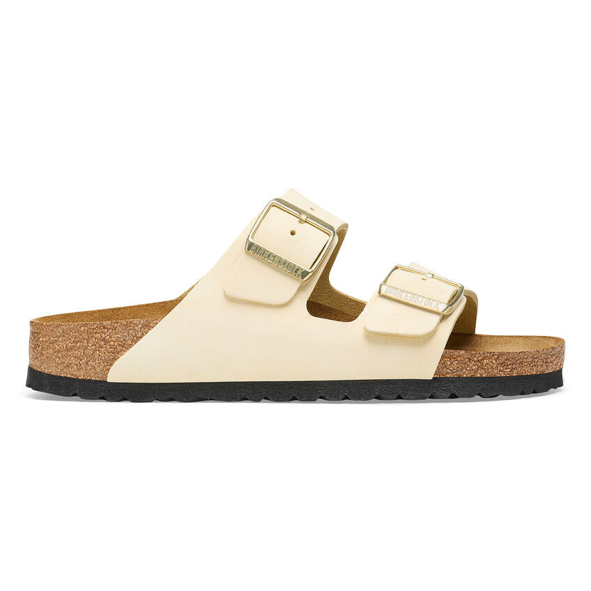 Birkenstock Women's Arizona Soft Footbed Leather Sandal - Ecru Nubuck