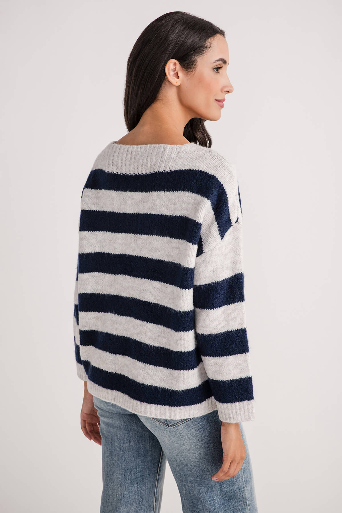 Elan Striped Vneck Sweater