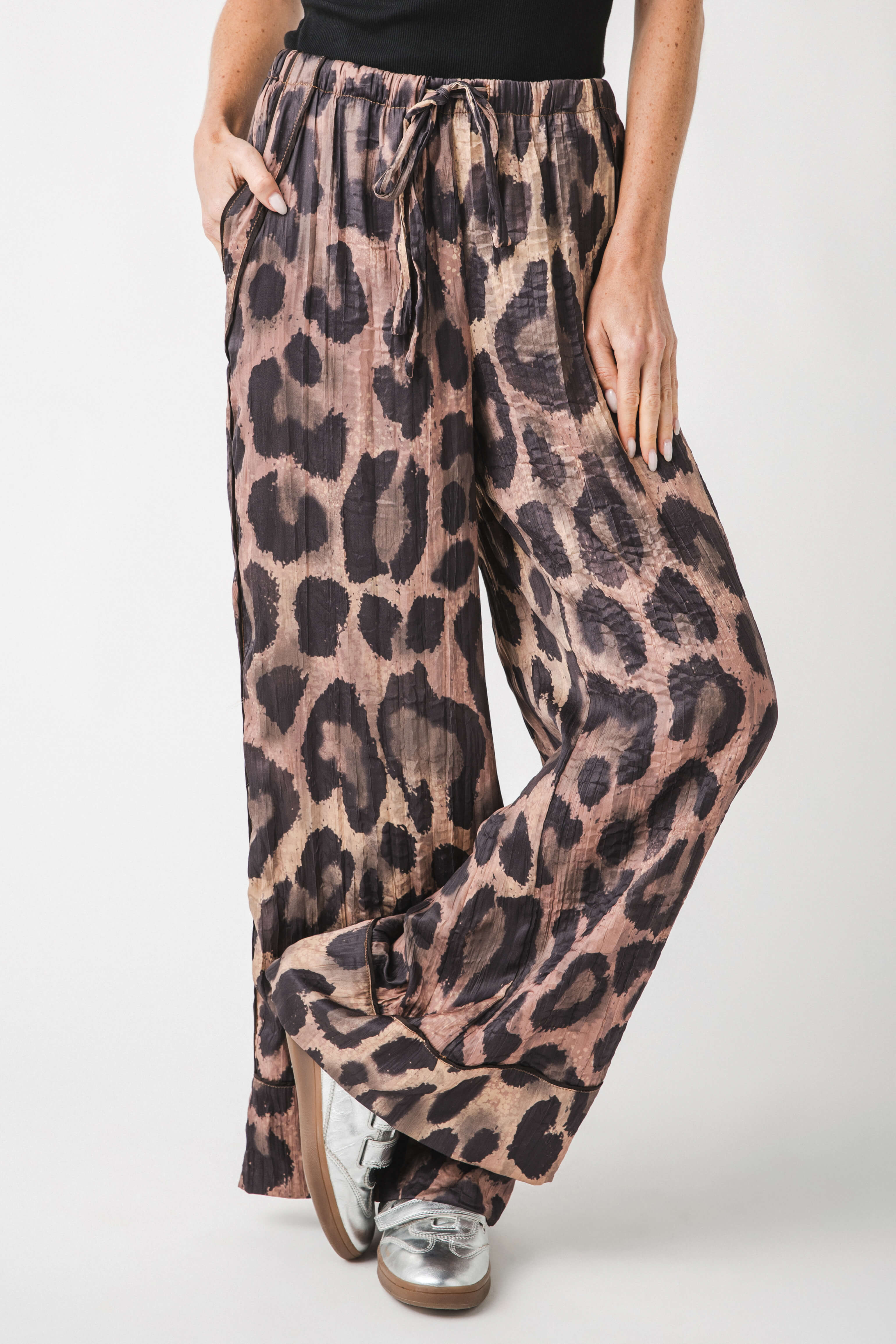 Free People All Out Satin Leopard Pants