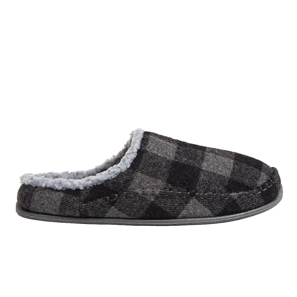 Deer Stags Men's Nordic Plaid Slipper - Grey/Black