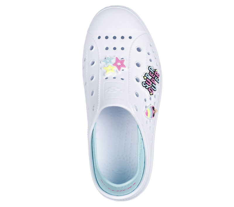 Foamies by Skechers Kids Girls Guzman Hi-Rise Stay Vibin' Sneaker - White/Turquoise