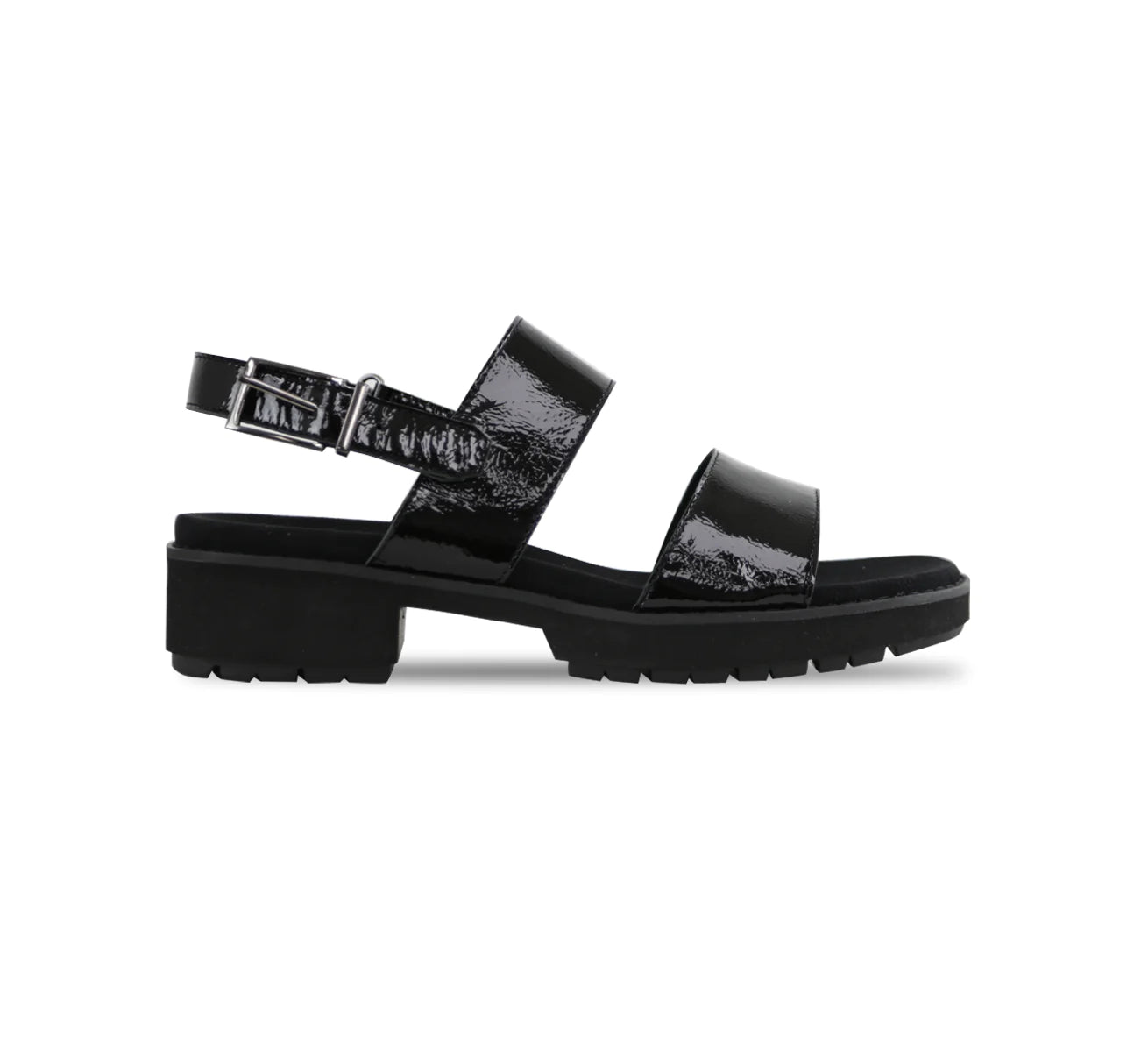 Women's Munro Teagan Patent Leather Sandals - Black Crinkle