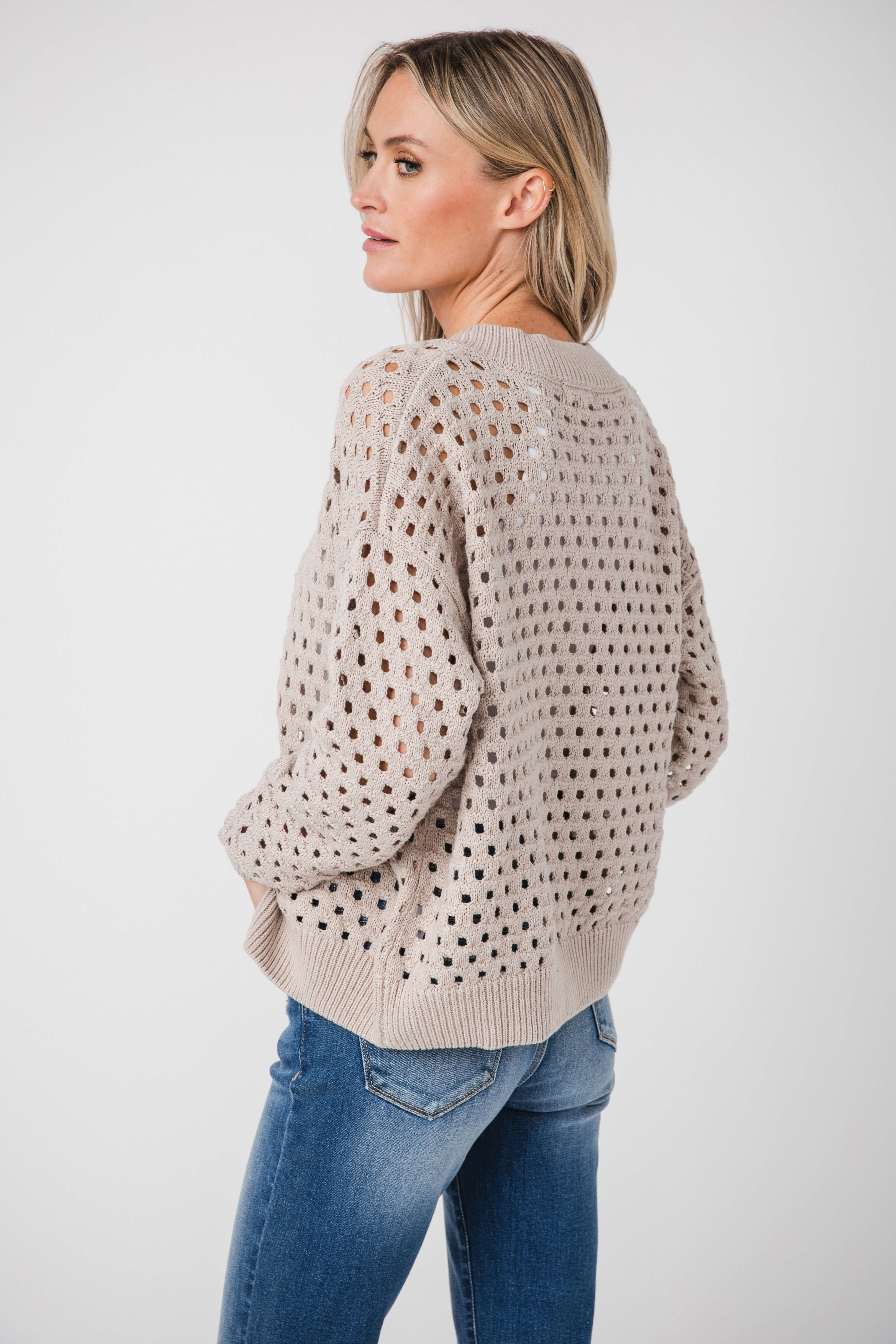 Elan Crochet Zip Up Cardigan