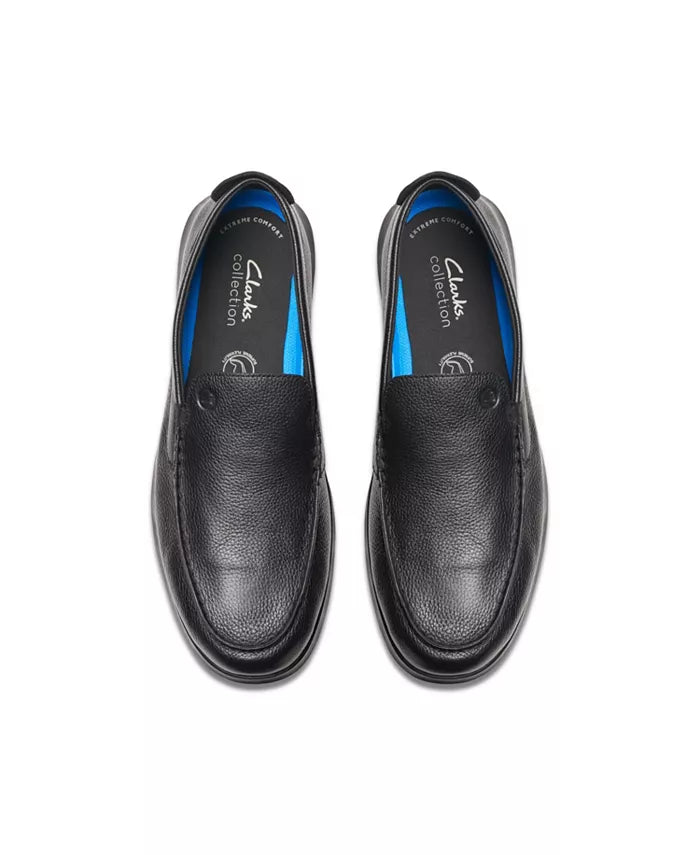 Clarks Men's Flexway Step Leather Slip Ons - Black