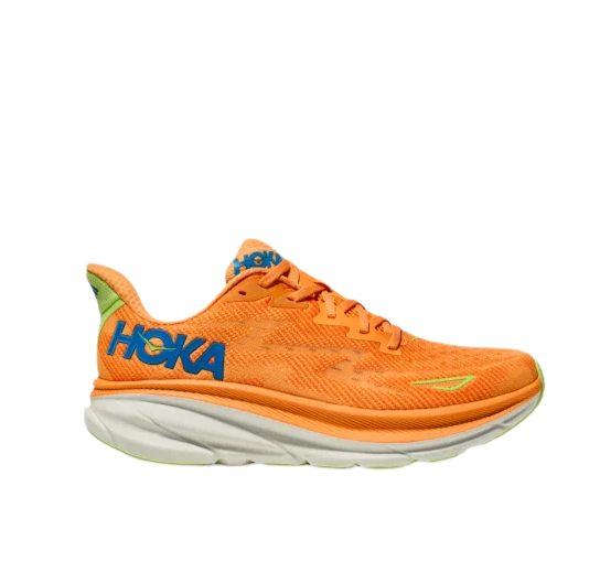 HOKA Men's Clifton 9 Sneaker - Solar Flare/Lettuce