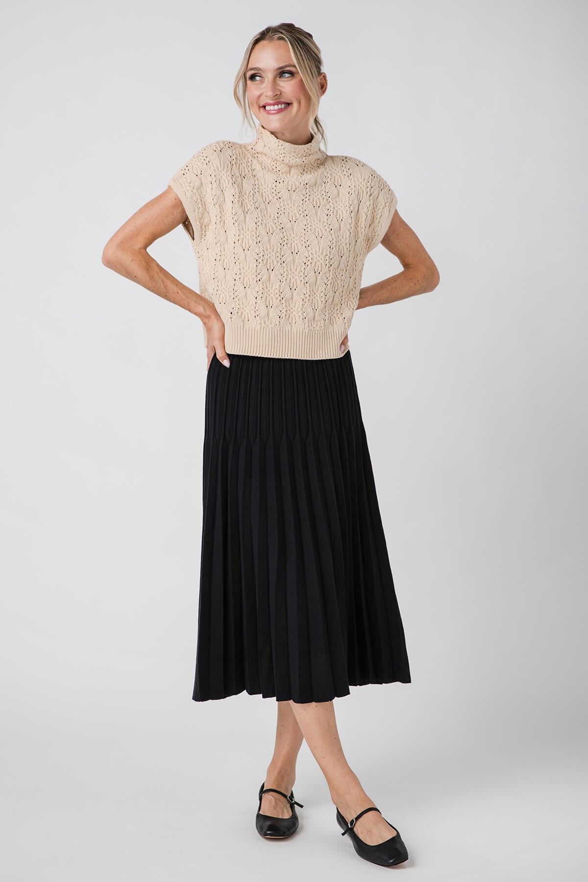 Molly Bracken Pleated Knit Skirt